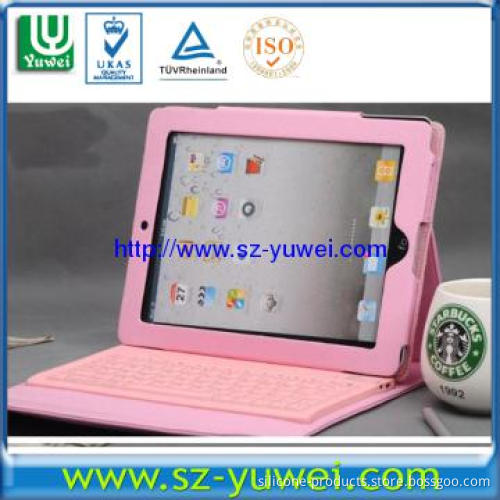 Pink Leather Case Bluetooth Keyboard for iPad 2 With Leather Case